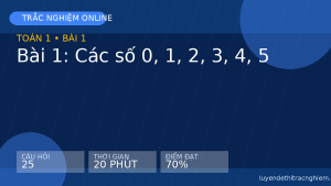 Trắc nghiệm Toán 1 Bài 1: Các số 0, 1, 2, 3, 4, 5