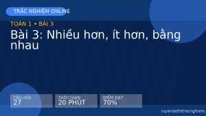 Trắc nghiệm Toán 1 Bài 3: Nhiều hơn, ít hơn, bằng nhau