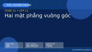 Trắc nghiệm Toán 11: Hai mặt phẳng vuông góc