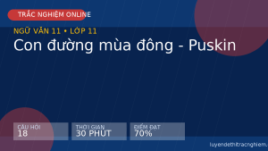 Trắc nghiệm Ngữ văn 11: Con đường mùa đông - Puskin