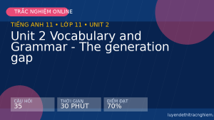 Trắc nghiệm Tiếng Anh 11 Unit 2 Vocabulary and Grammar - The generation gap