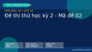 Trắc nghiệm Hóa học 10: Đề thi thử học kỳ 2 - Mã đề 02