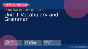 Trắc nghiệm Tiếng Anh 10 Unit 1 Vocabulary and Grammar