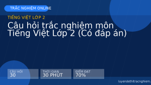 Câu hỏi trắc nghiệm môn Tiếng Việt Lớp 2 (Có đáp án)