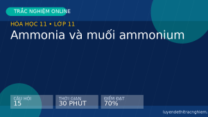 Trắc nghiệm Hóa học 11: Ammonia và muối ammonium